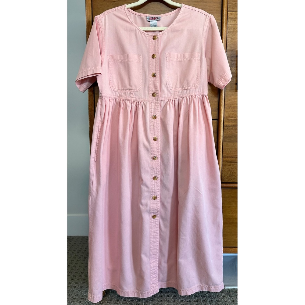 FADS Button Front Midi Dress S Petite Pink Excellent